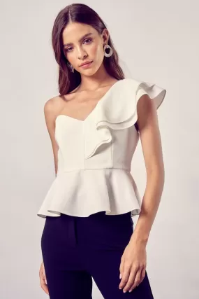 Marlin One Shoulder Ruffle Peplum Blouse