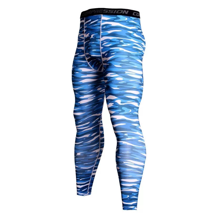 Men's Camouflage 'Ice Blue' Compression Leggings Spats