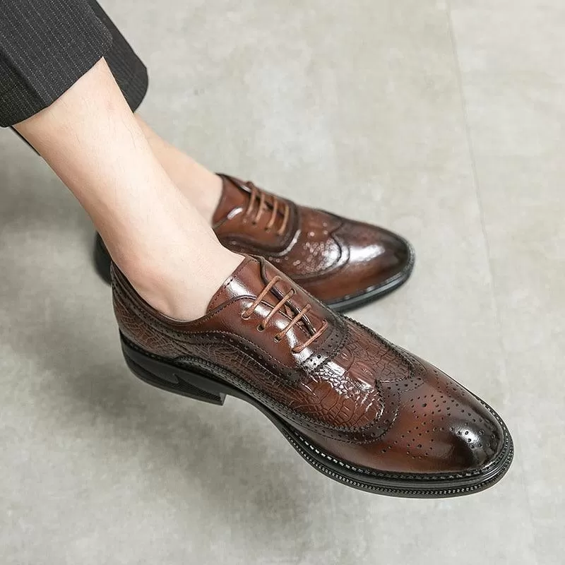 Men's Leather Brogue Formal Business Casual Shoes - TZ1255