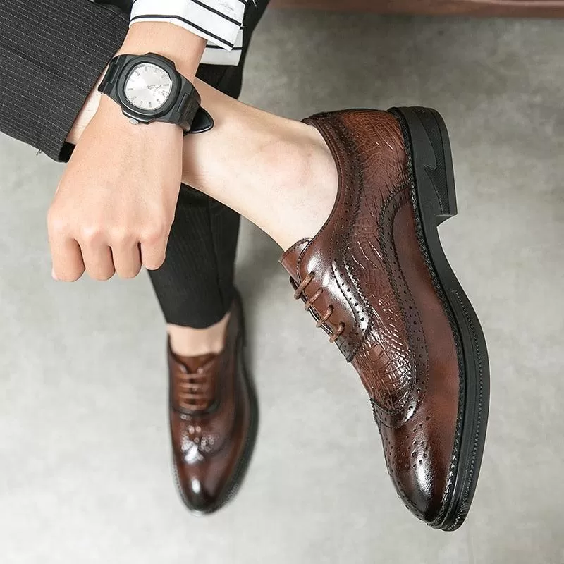 Men's Leather Brogue Formal Business Casual Shoes - TZ1255