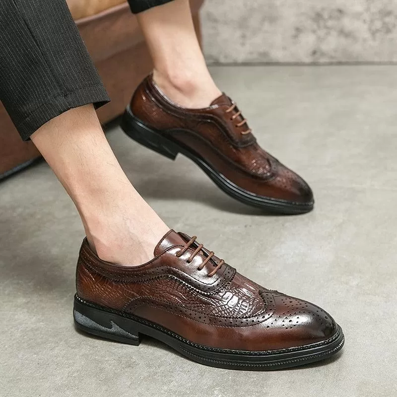 Men's Leather Brogue Formal Business Casual Shoes - TZ1255