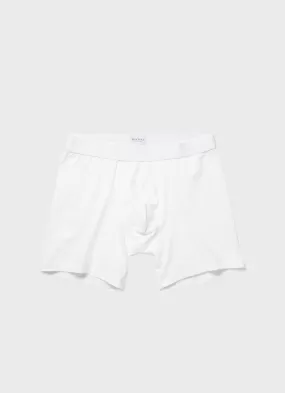 Men's Long Cut Stretch Cotton Trunks in White