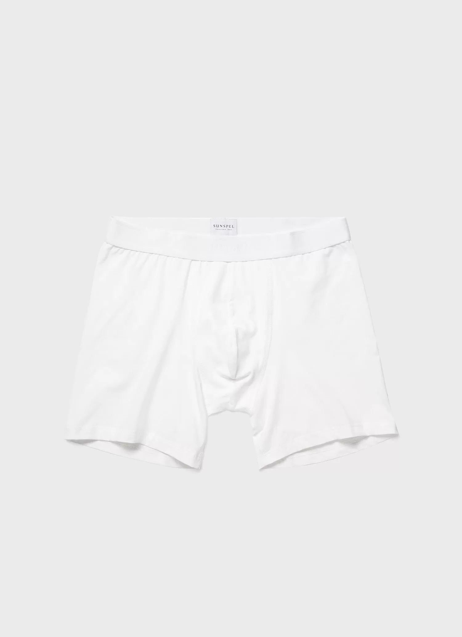 Men's Long Cut Stretch Cotton Trunks in White