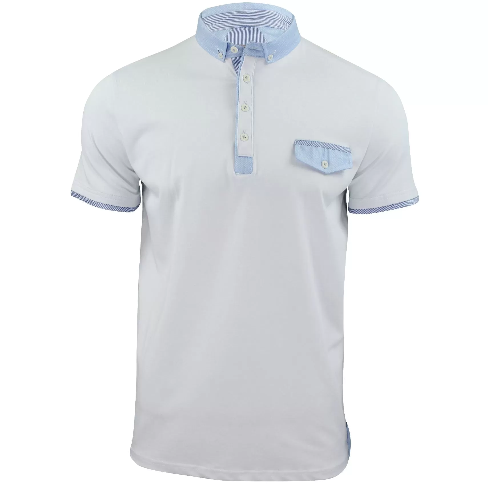 Mens Polo Shirt Xact Clothing Cotton Rich Polka Dot Collar & Trims Stretch Lycra