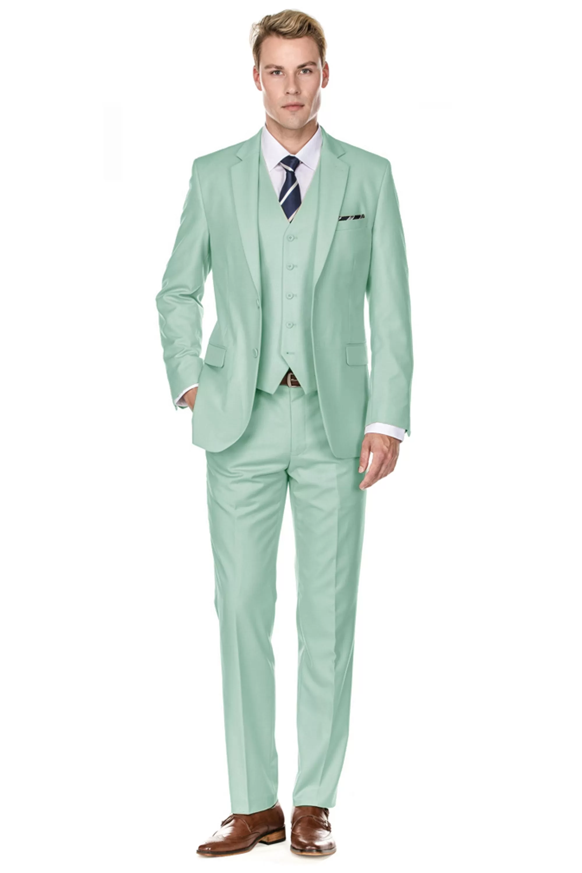 Men's Signature 3-Piece Slim Fit Suits (Dusty Rose, White, Mint)