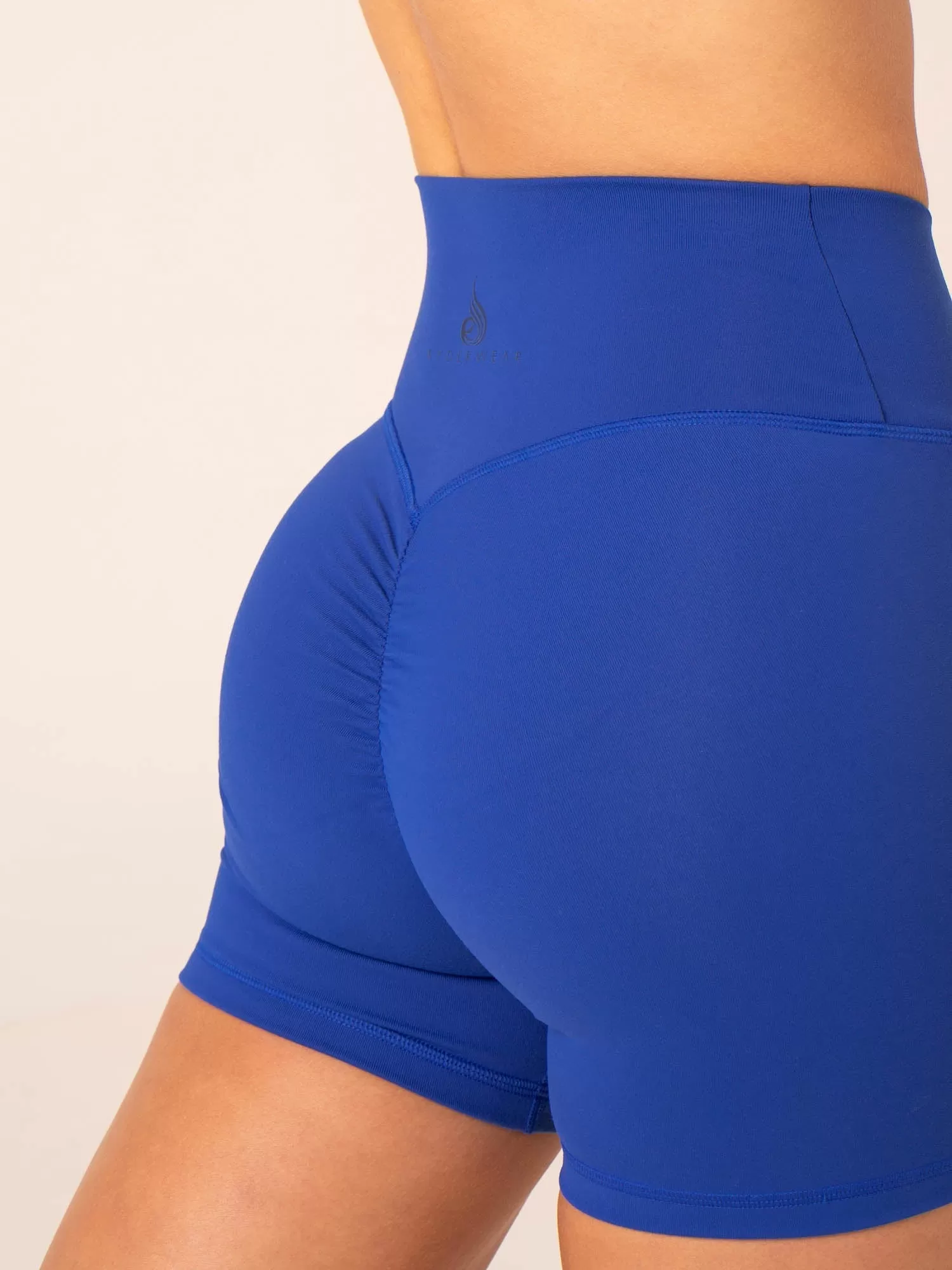 Momentum Cross Over Scrunch Shorts - Cobalt