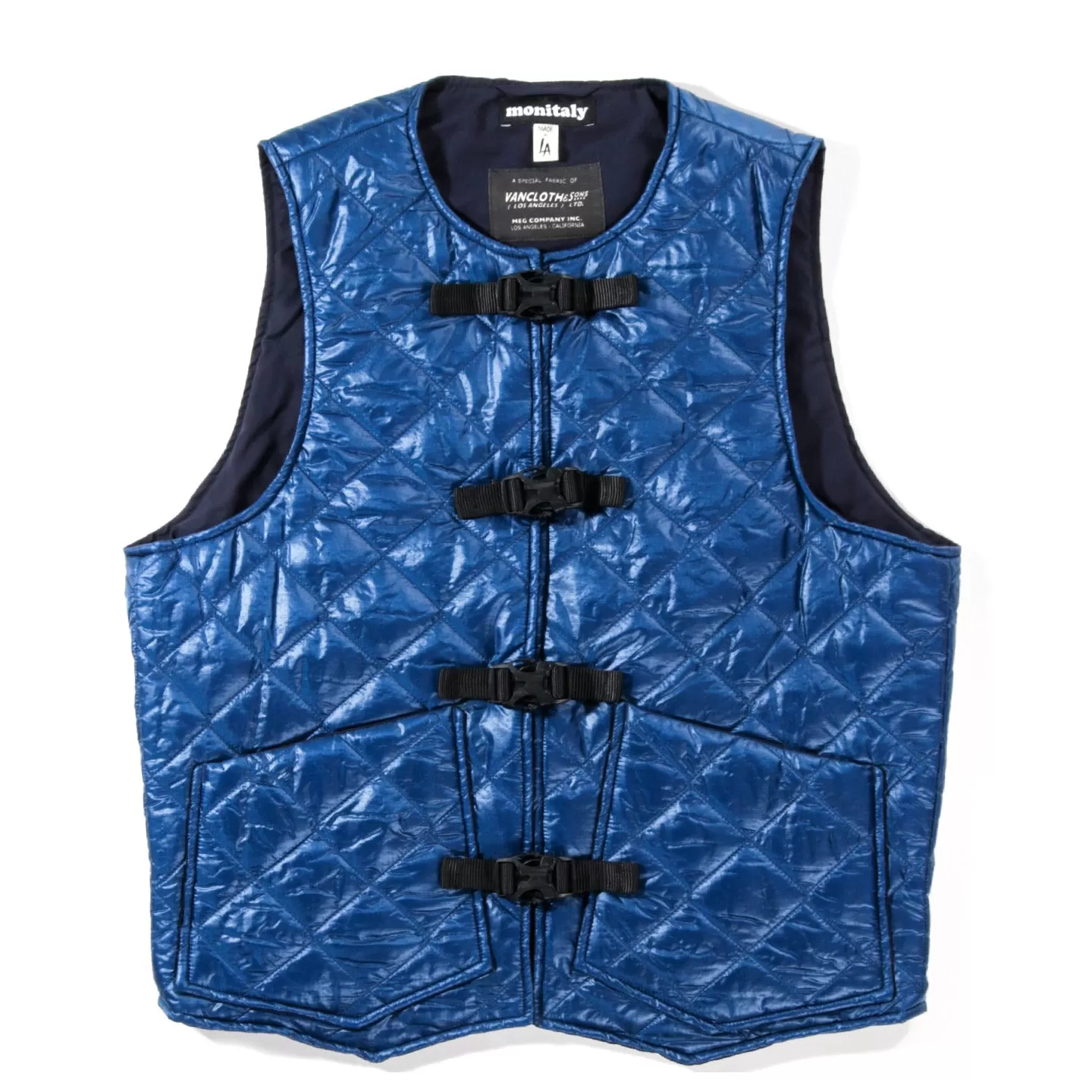 MONITALY QUILTED CINCHO VEST ZIGZAG NAVY