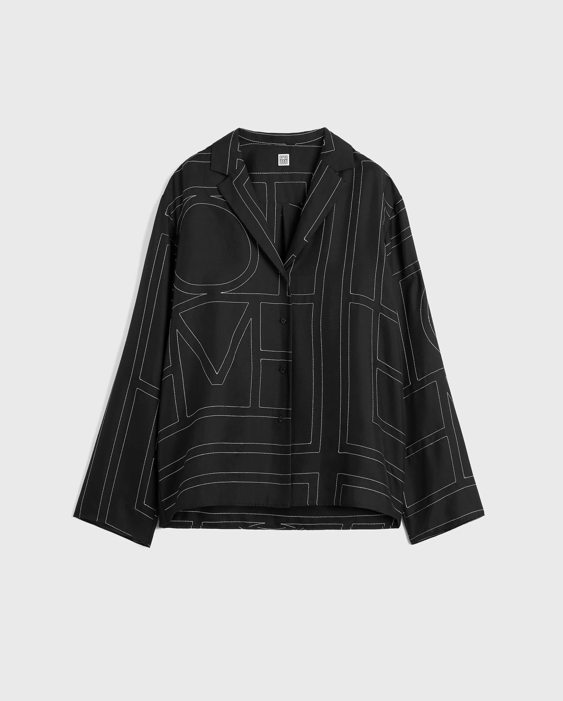 MONOGRAM SILK PJ TOP / BLACK