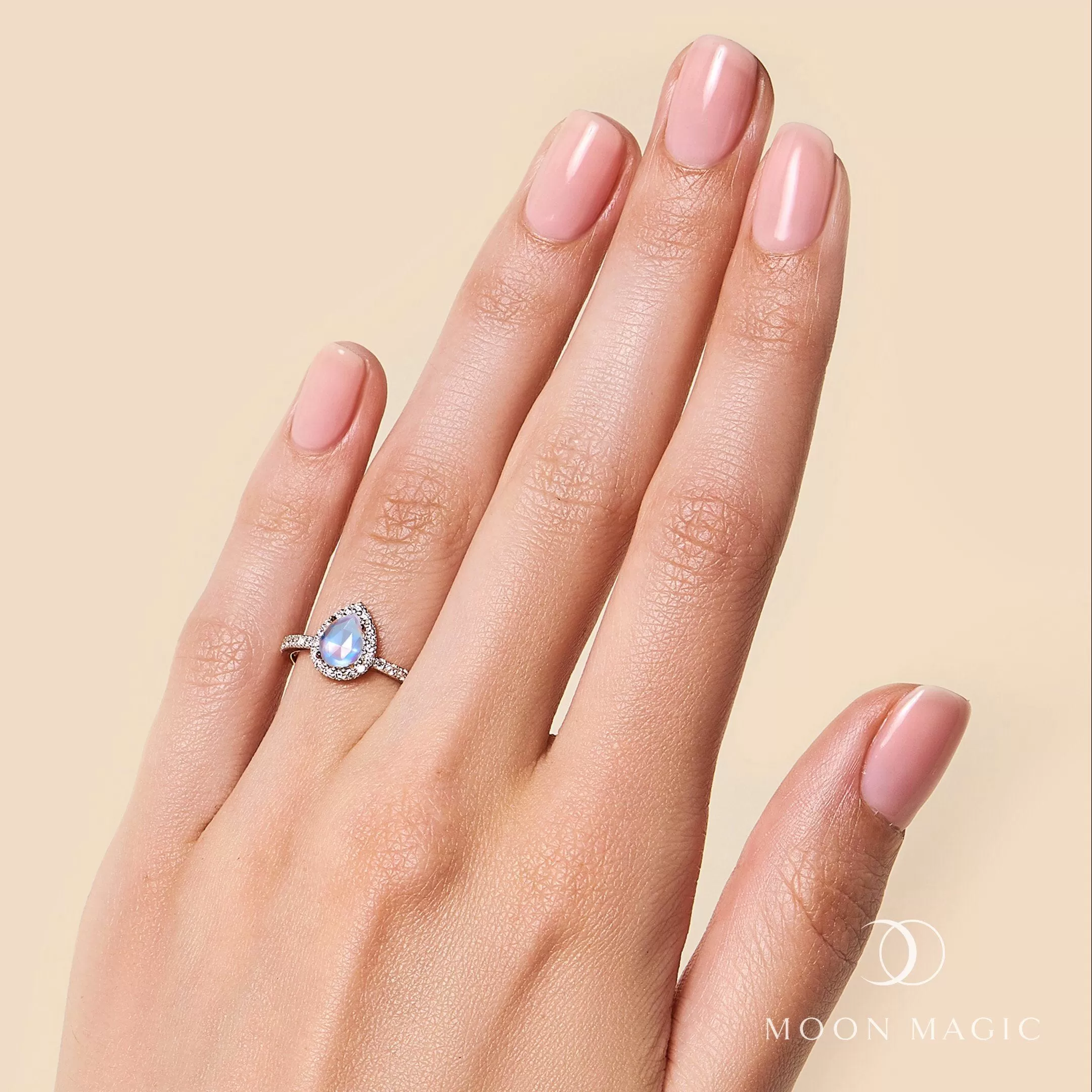 Moonstone Lab Diamond Ring - Tear of Joy