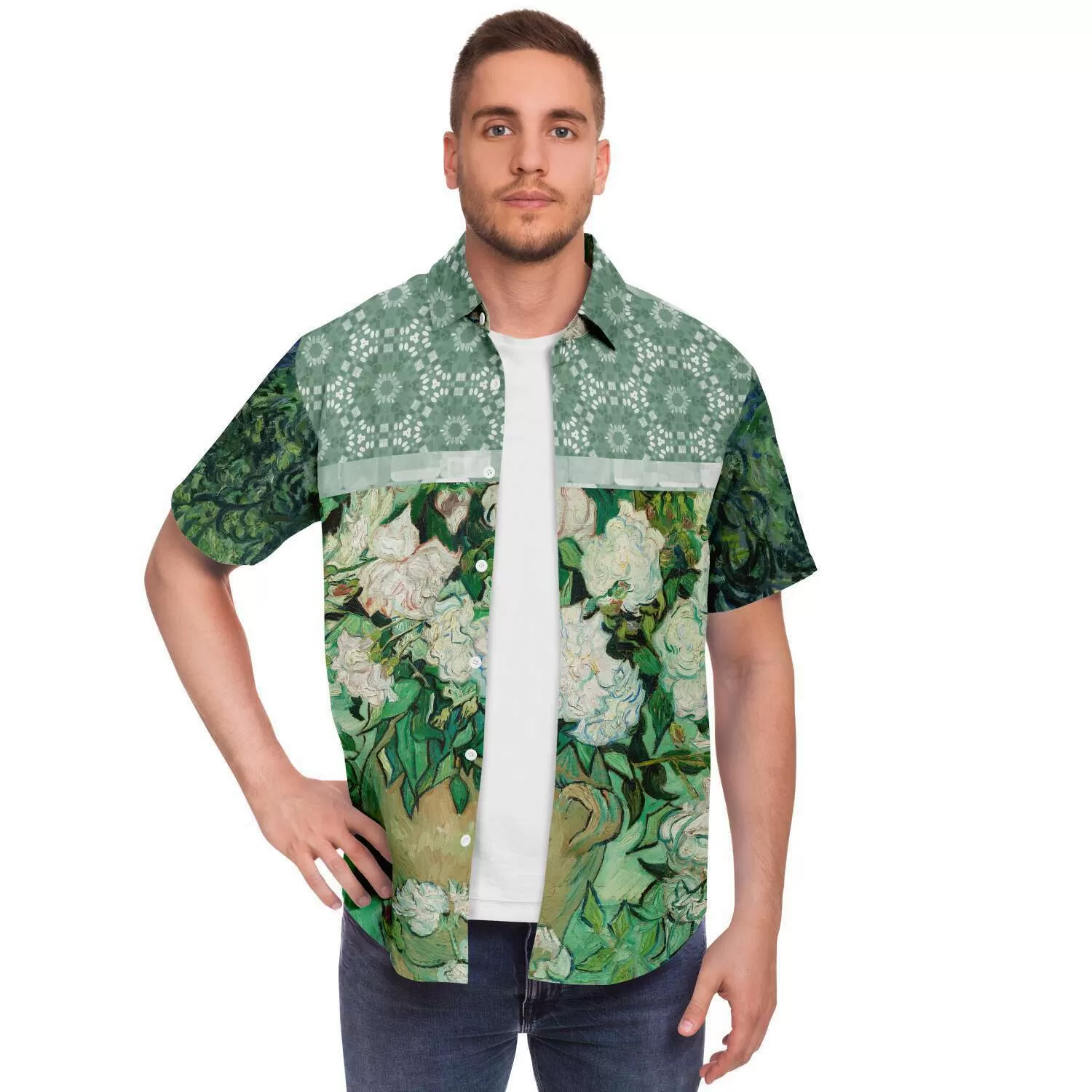 Morning Glory Short Sleeve Button Down Shirt