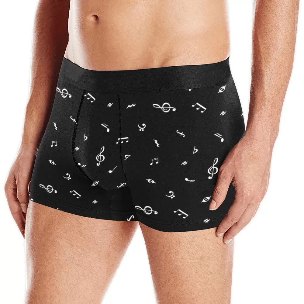 musical note blouse white on black Men's Boxer Briefs with Merged Design (Model  L10)