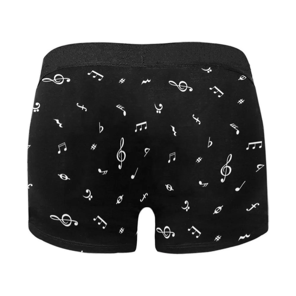 musical note blouse white on black Men's Boxer Briefs with Merged Design (Model  L10)