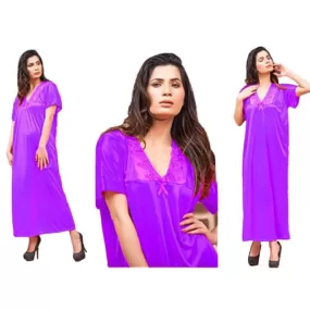 Nighty Gown Women Nightwear Sexy Nighty for Women Long Purple Nightwear Maxi Nighty