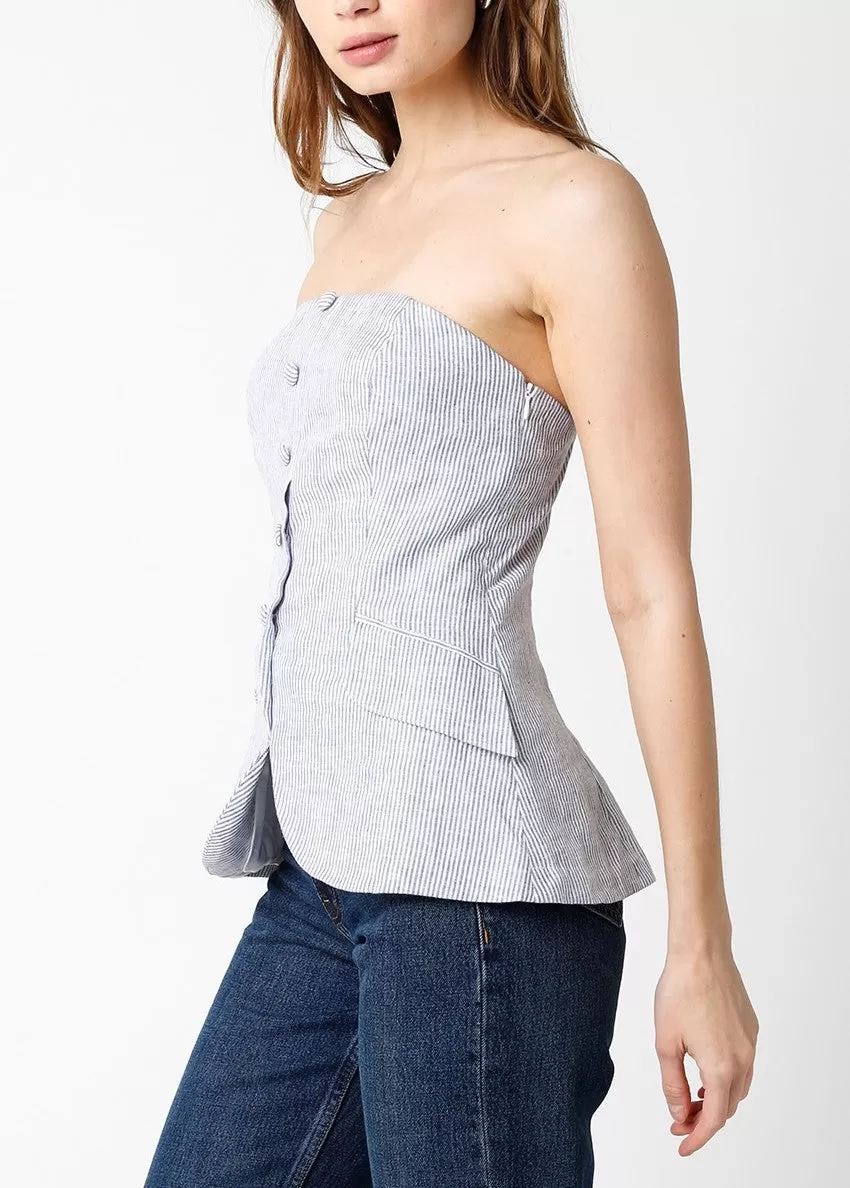 Noelle Linen Button Front Top