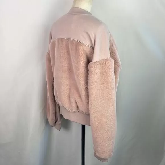 NWT Grey State PinkFaux Fur Bomber