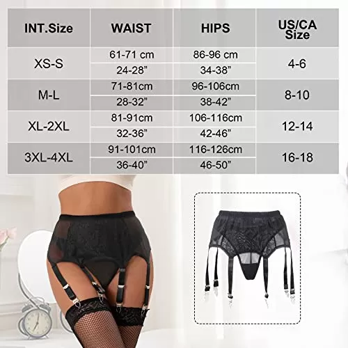 ohyeahqueen Plus Size High Waisted Garter Belt for Women Mesh Lace Suspender Belt with 6 Straps Metal Clip for Stocking