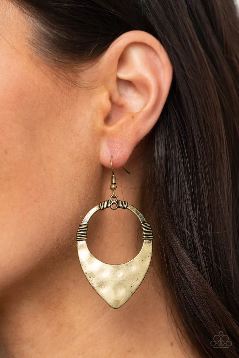 Paparazzi Accessories - Instinctively Industrial - Brass Earrings