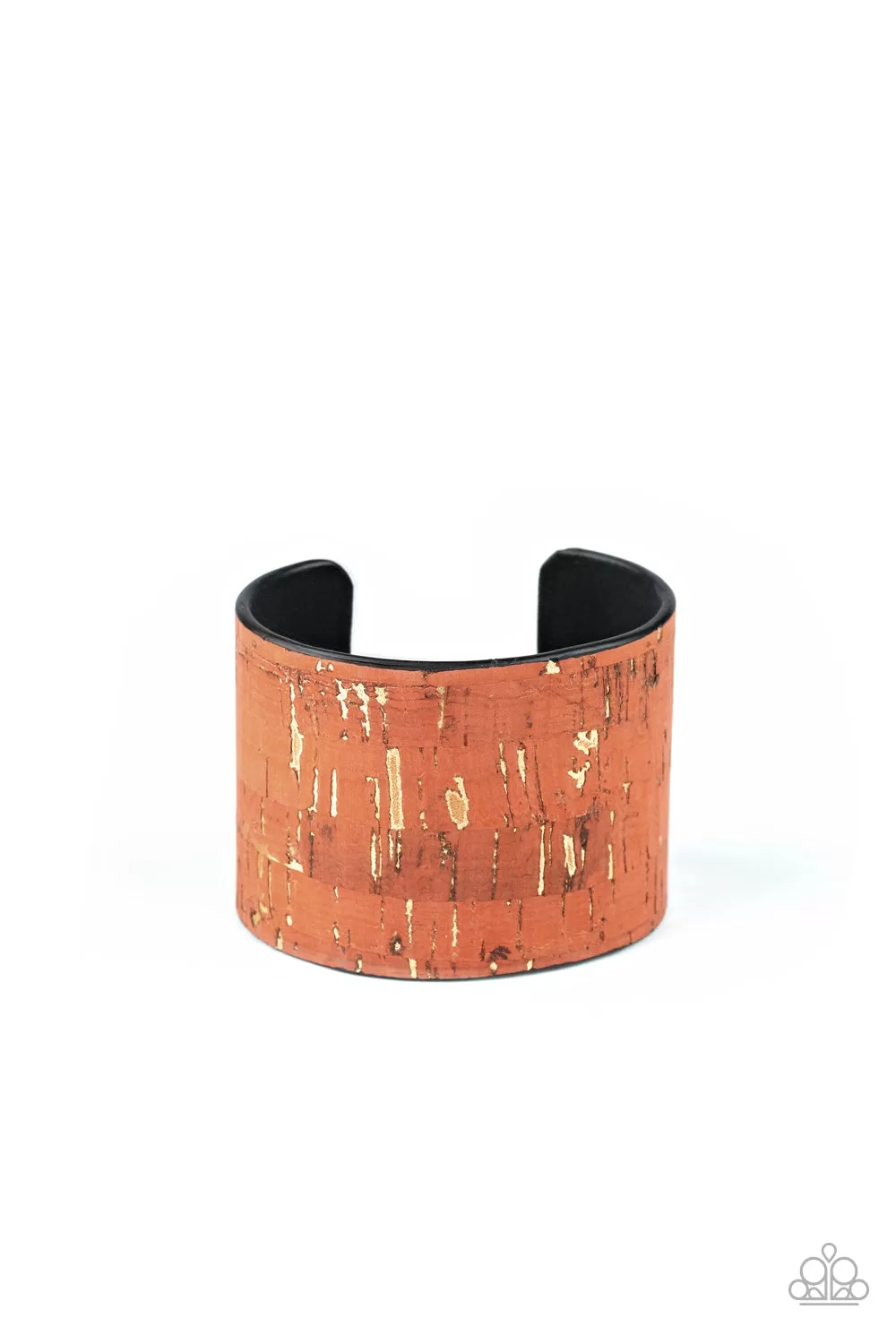 Paparazzi Accessories - Up To Scratch - Orange Cork Cuff Bracelet