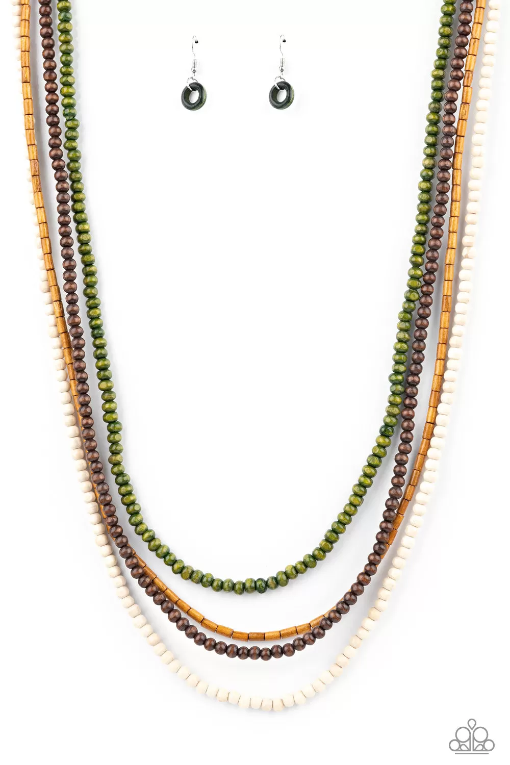 Paparazzi Bermuda Beaches - Green Wooden Beads Necklace