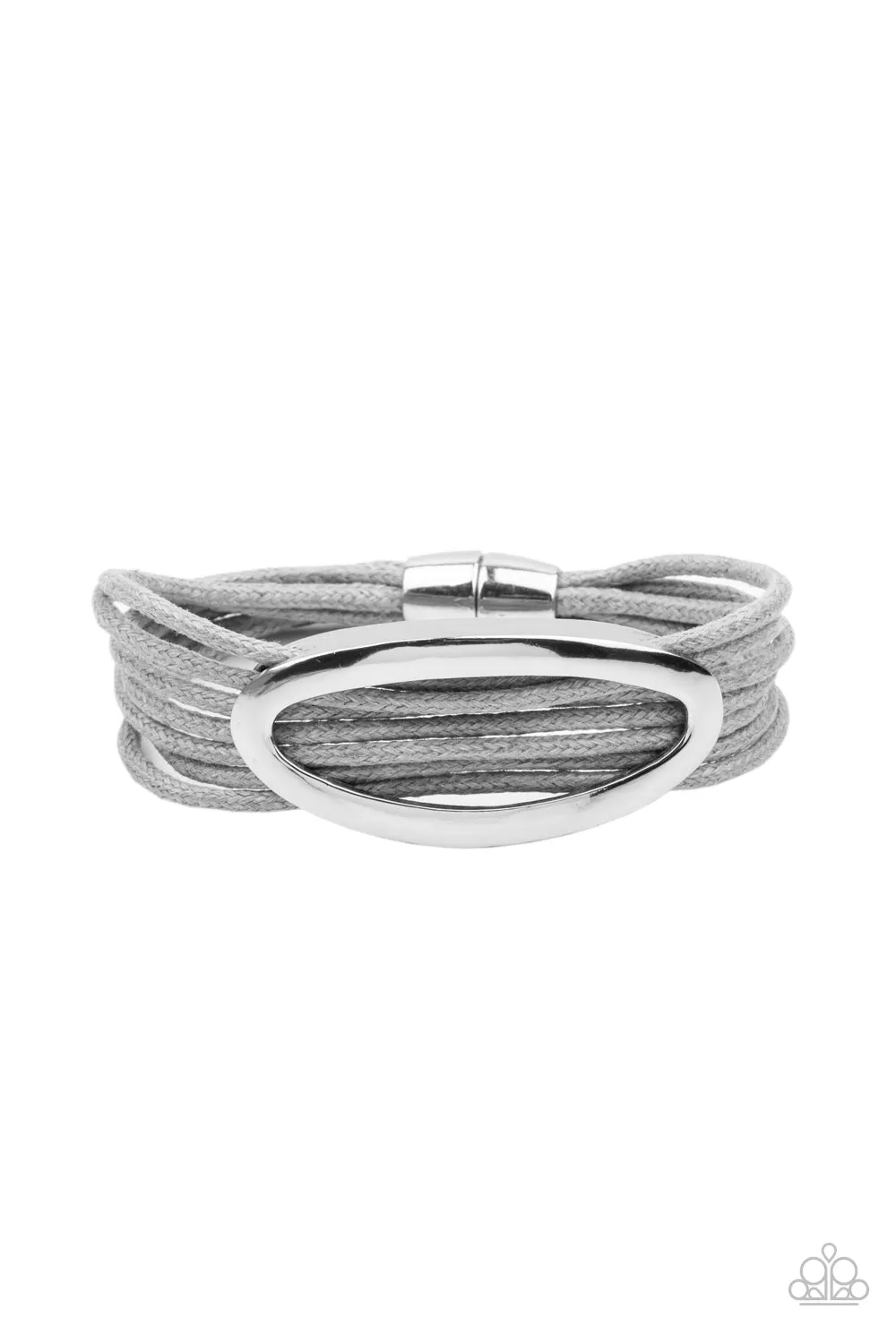 Paparazzi Corded Couture - Silver Magnetic Closure Urban Bracelet