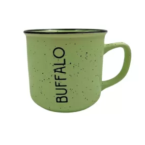 Pastel Green Speckled With Buffalo Wordmark Camper Mug