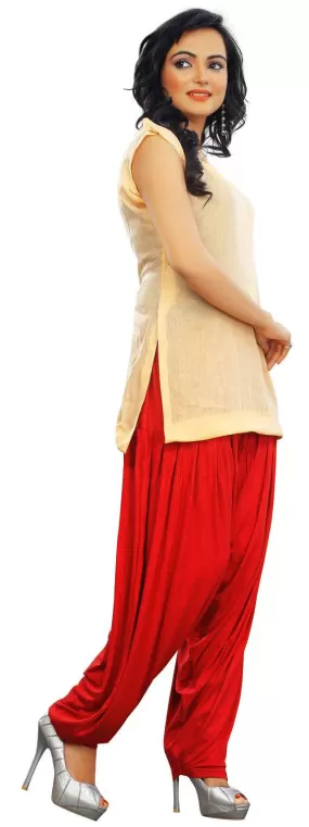 Patiala Baggy Pants Womens Harem Style India Clothing (Red)