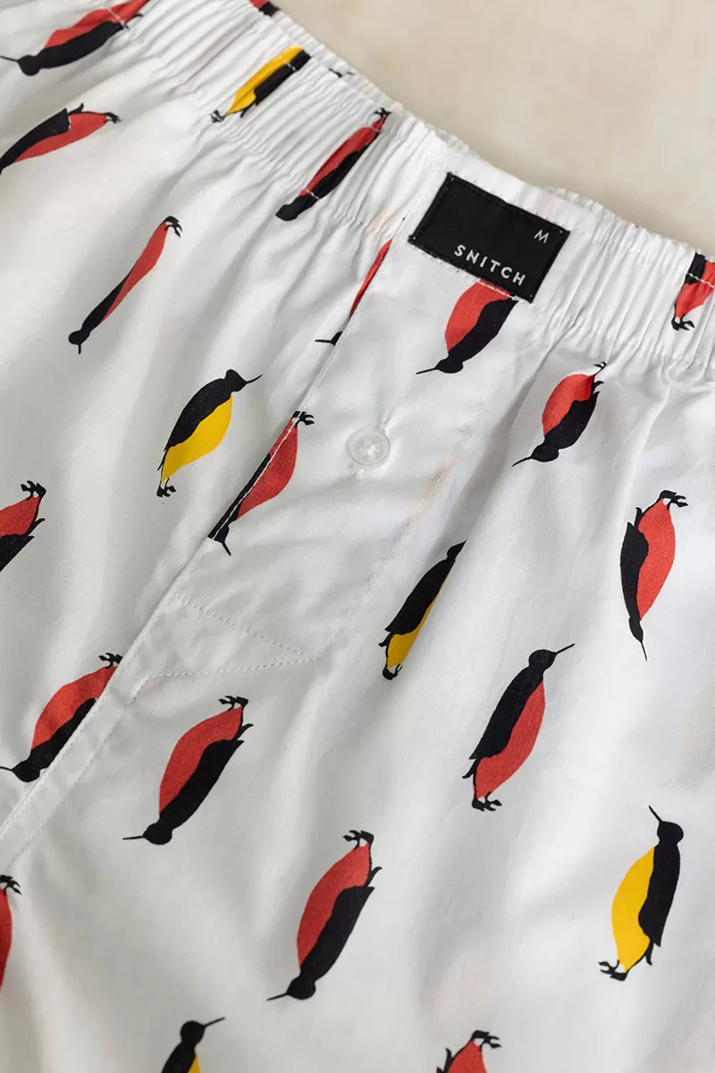 Penguin Print White Boxer