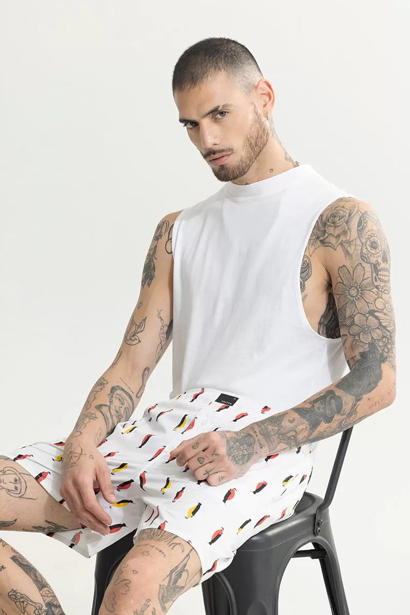 Penguin Print White Boxer