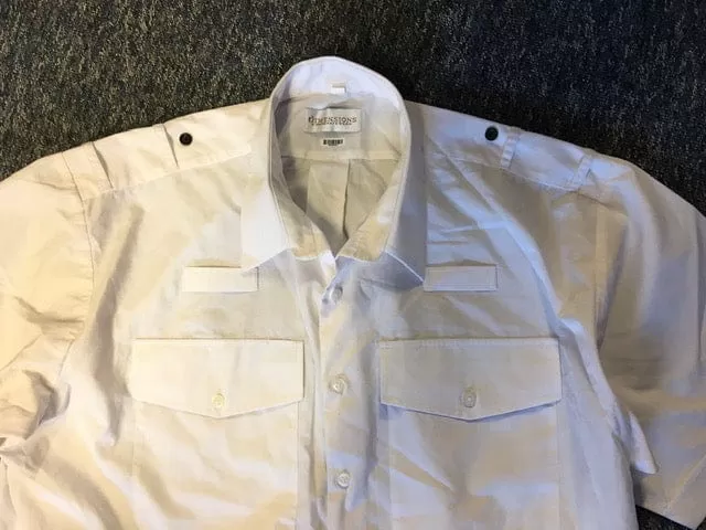 Pilot Shirt, Men’s Short Sleeve White Shirt, epaulette loops (Used – Grade A)