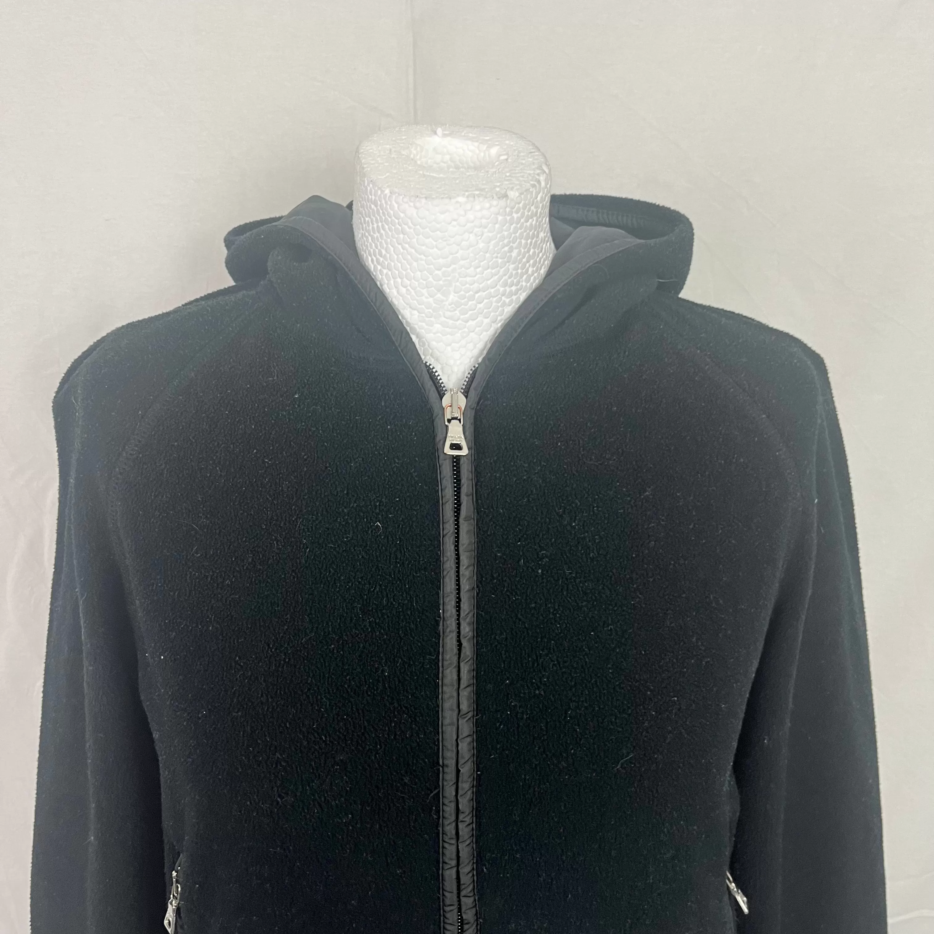 Prada Vintage Black Polyester Fleece Sports Hoodie XS/S/M