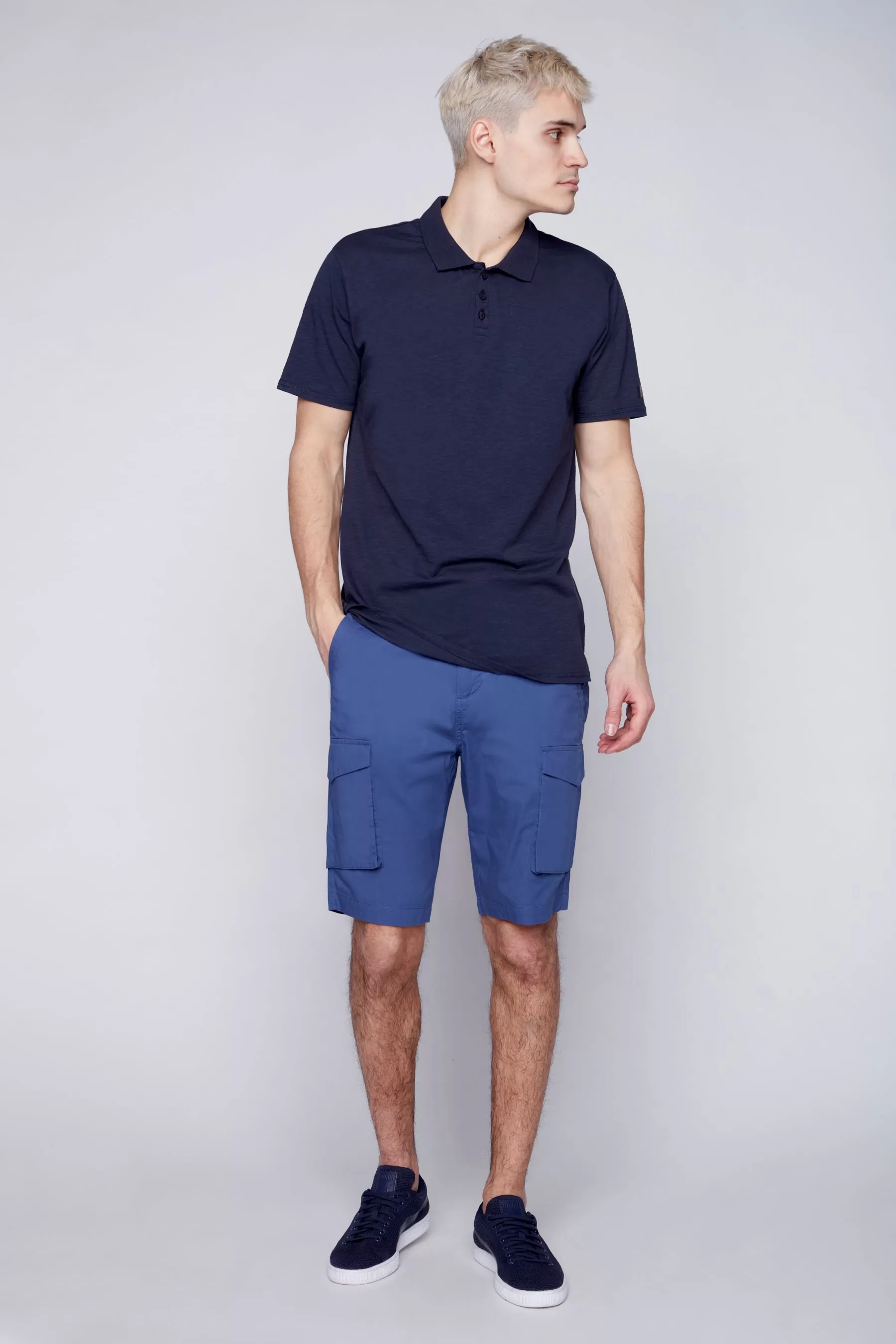 PRESLEY - Zip Front  Cargo Shorts - Cobalt