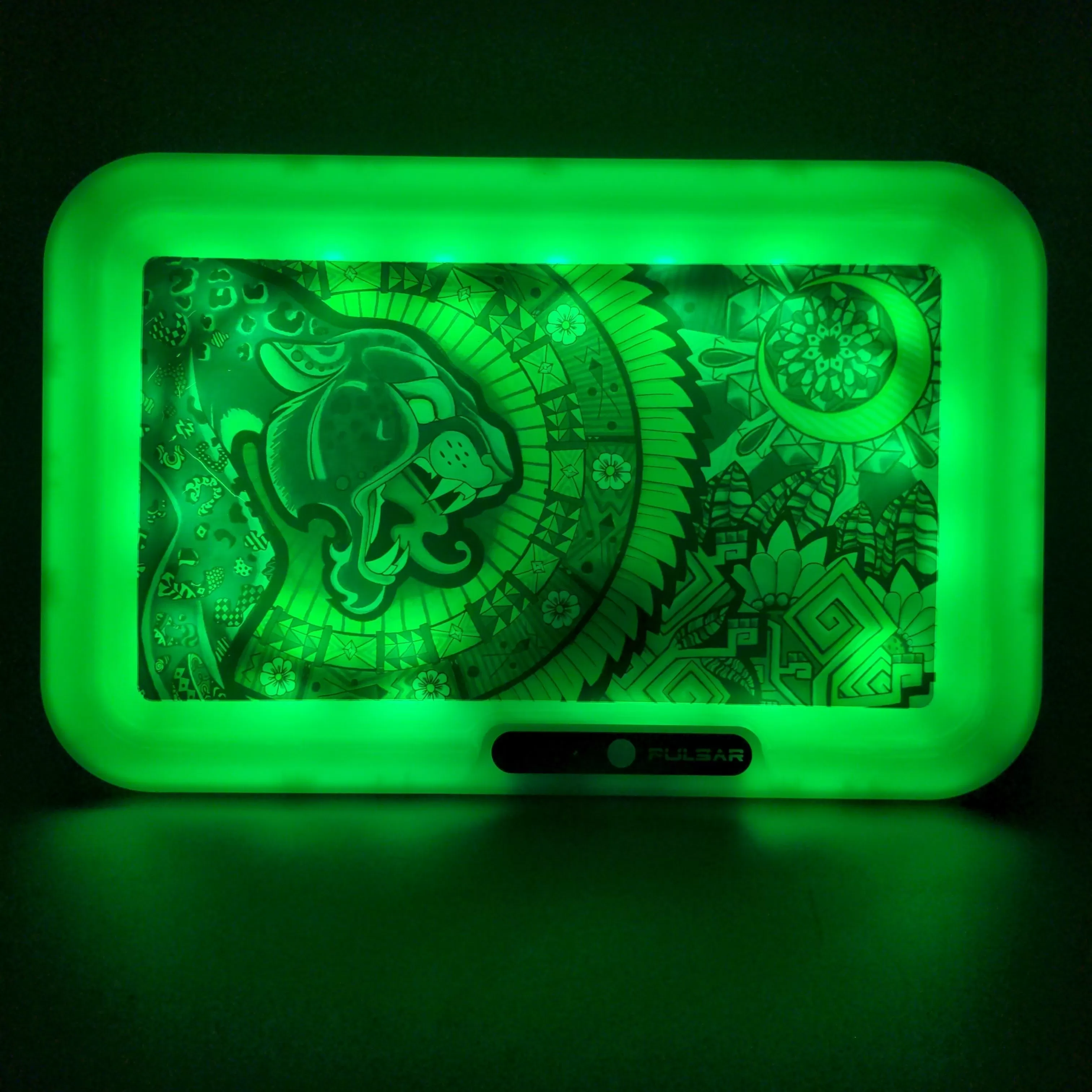 Pulsar Glow Psychedelic Jaguar LED Rolling Tray | 11 x 7