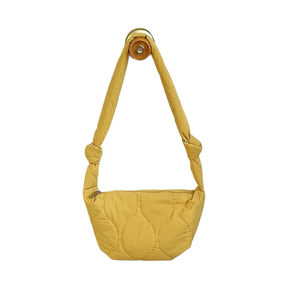 Quilted Puffer Half Moon Tote Shoulder Bag