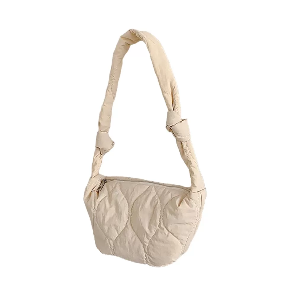 Quilted Puffer Half Moon Tote Shoulder Bag