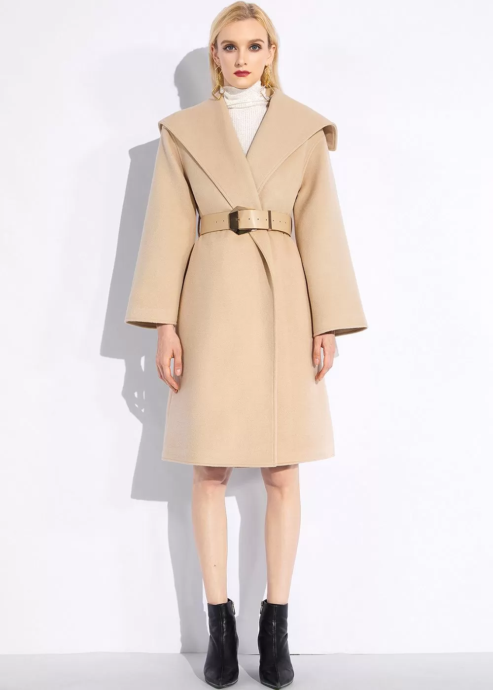 Rachel Tan Wool Wrap Coat