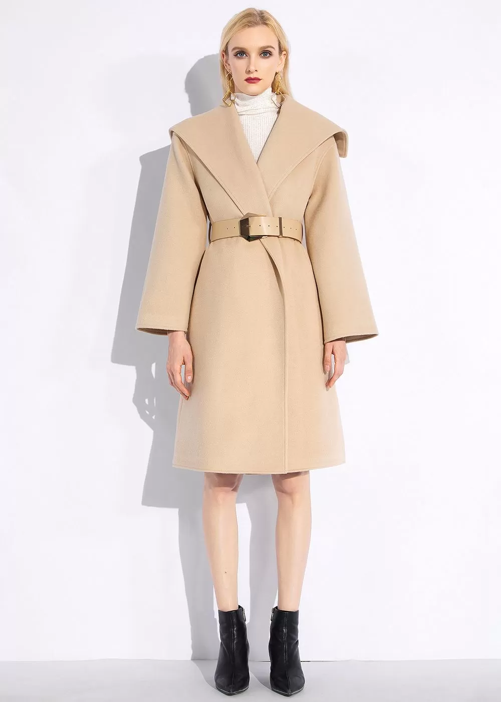 Rachel Tan Wool Wrap Coat