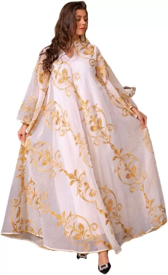 Ramadan Robe Dresses For Women Elegant Long Sleeve Embroidery Evening Party 2XL S4871658