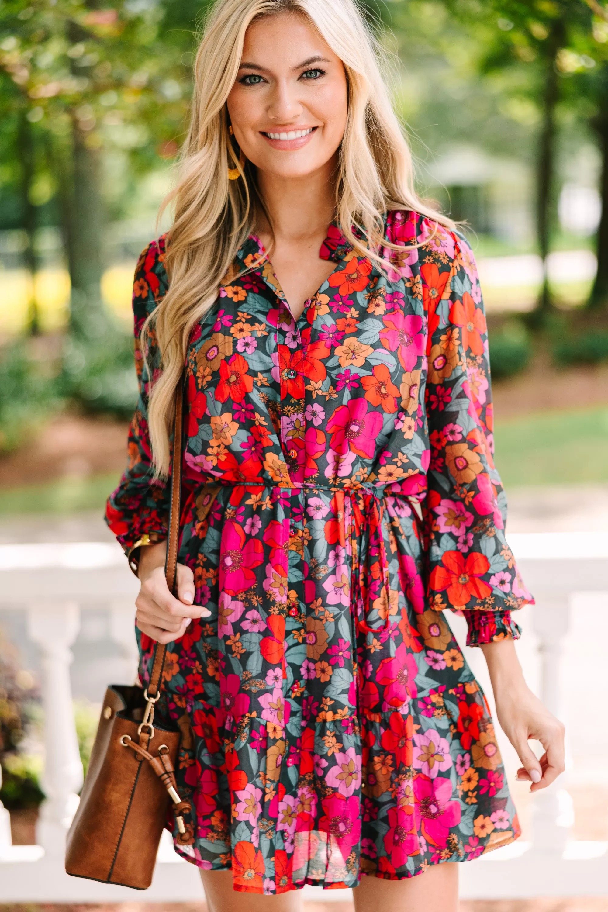 Reach Out Teal Blue Floral Dress