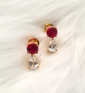 Ruby and White Topaz Detachable Separates Earrings