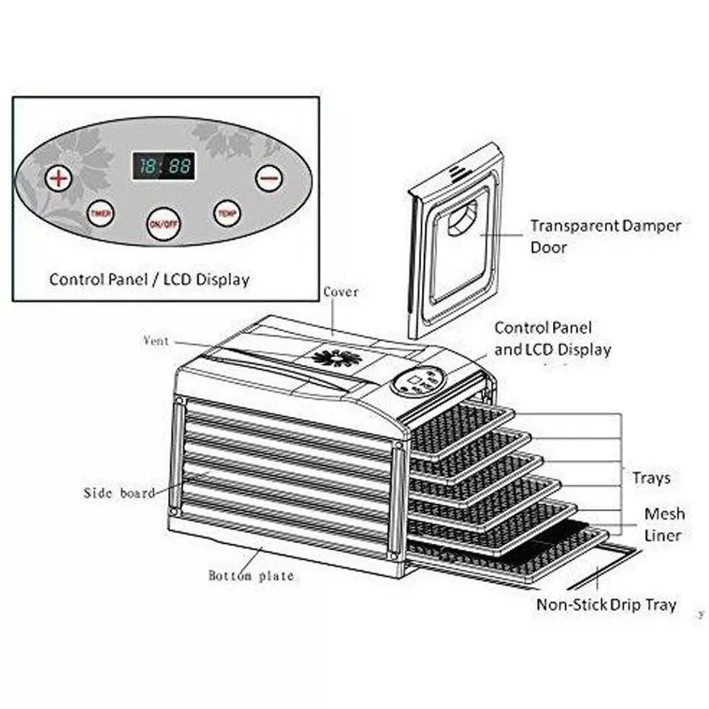 Samson Silent SB-109-SS Stainless Steel Digital Dehydrator, 9-Trays