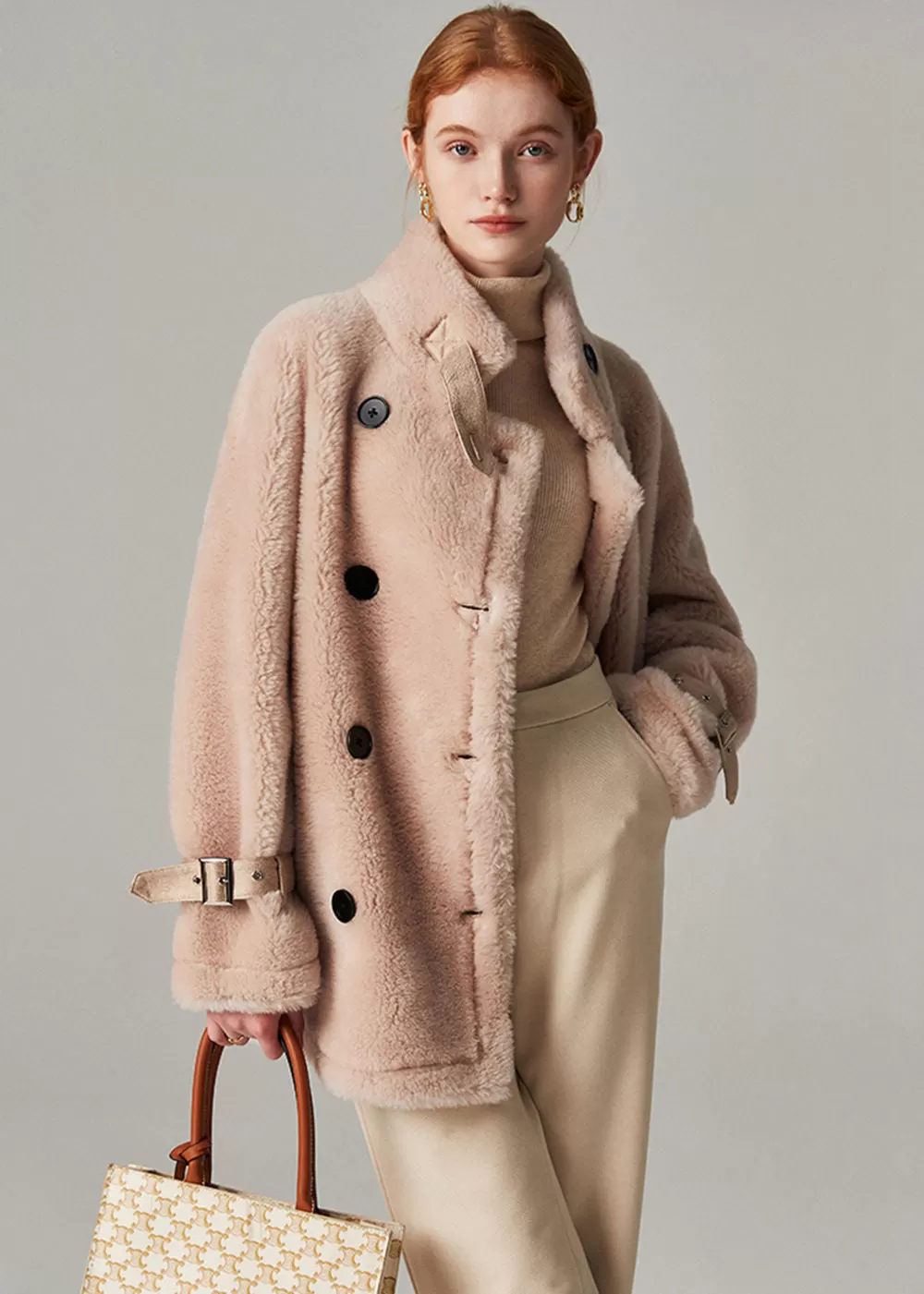 Serena Double Breasted High Pile Wool Fleece Coat