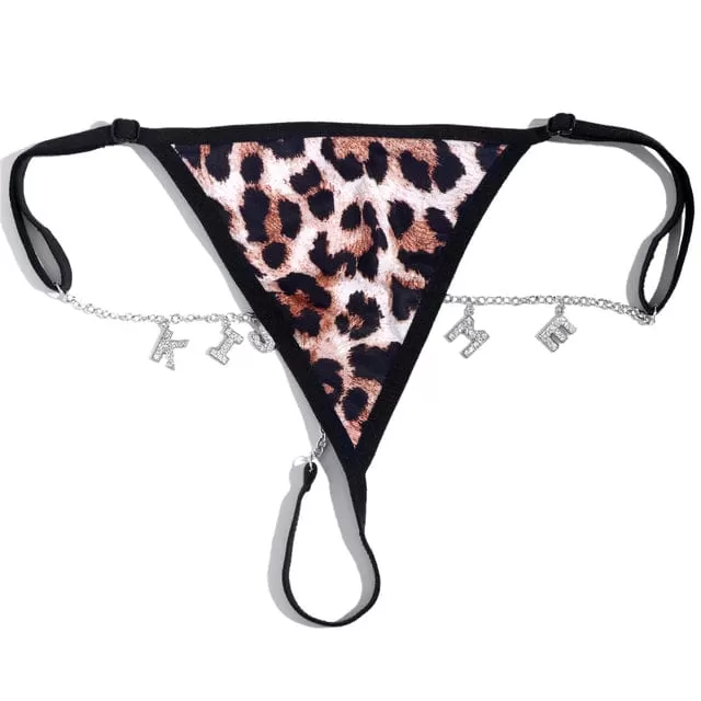 Sexy Leopard Bikini Thong Custom Name Waist Chain for Women Personalized Fashion Crystal Letter Chain Body Jewelry Party Gift(DHL is not supported)