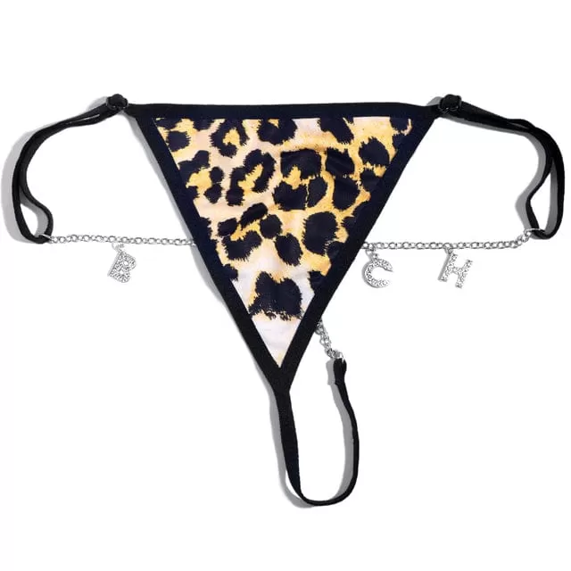 Sexy Leopard Bikini Thong Custom Name Waist Chain for Women Personalized Fashion Crystal Letter Chain Body Jewelry Party Gift(DHL is not supported)