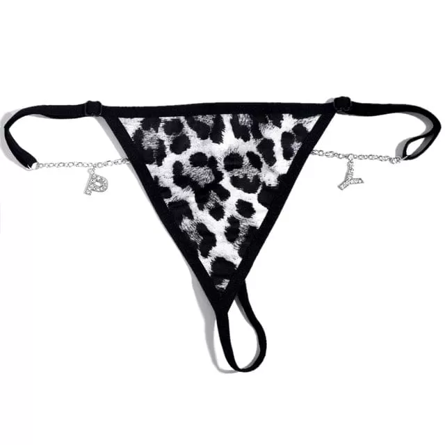 Sexy Leopard Bikini Thong Custom Name Waist Chain for Women Personalized Fashion Crystal Letter Chain Body Jewelry Party Gift(DHL is not supported)