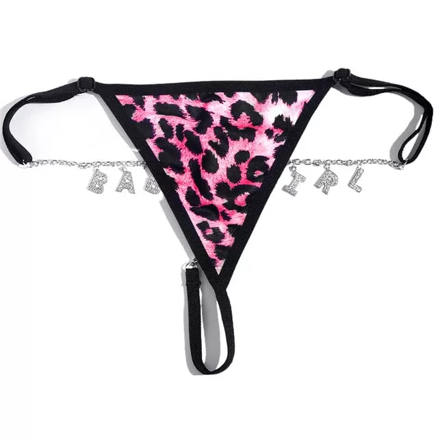 Sexy Leopard Bikini Thong Custom Name Waist Chain for Women Personalized Fashion Crystal Letter Chain Body Jewelry Party Gift(DHL is not supported)