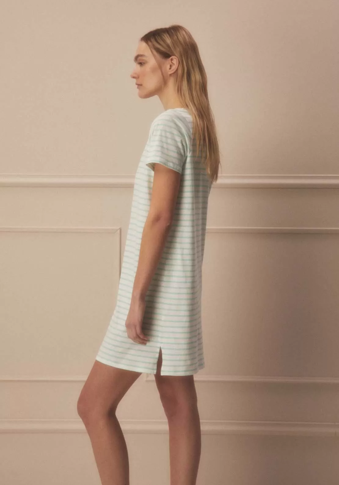 Short Sleeve Striped Nightdress