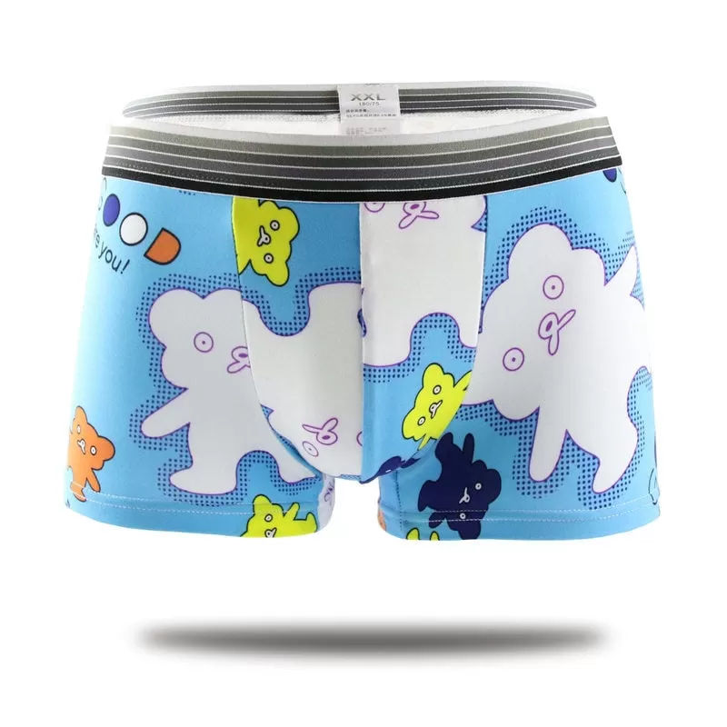 Silk Underwear Men Lovely Cartoon Print Man Boxers Underpants Panties