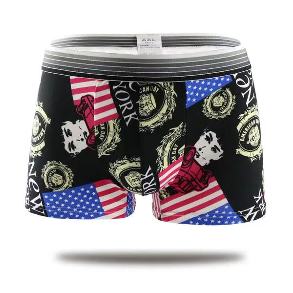 Silk Underwear Men Lovely Cartoon Print Man Boxers Underpants Panties