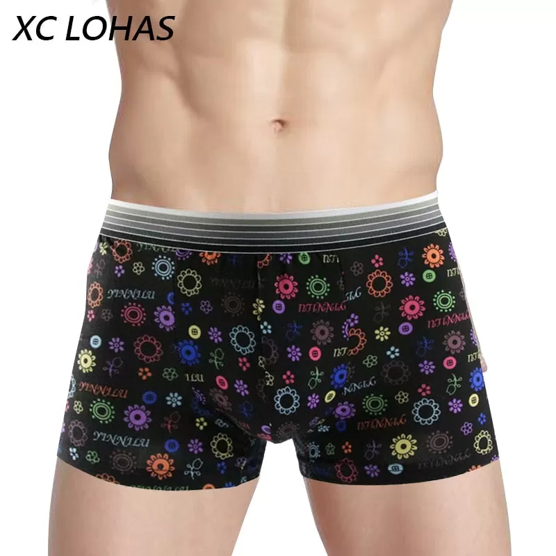 Silk Underwear Men Lovely Cartoon Print Man Boxers Underpants Panties