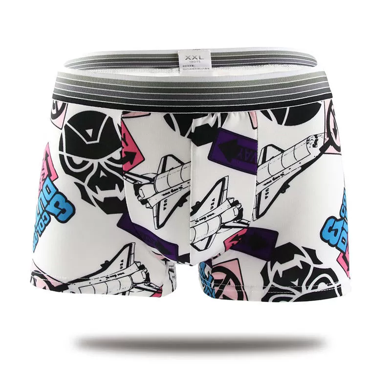 Silk Underwear Men Lovely Cartoon Print Man Boxers Underpants Panties